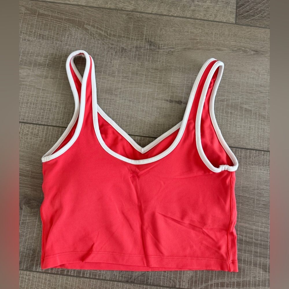 Aerie Set Offline Real Me Low Key Longline Sports Bra + 3” Bike Short Small Red - Picture 3 of 8
